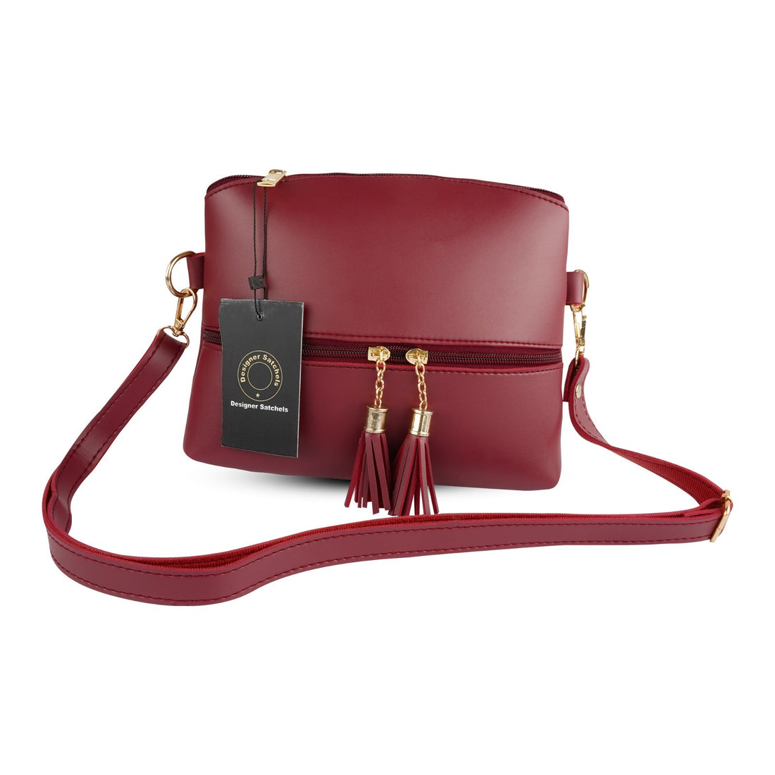 Maroon Vegan Leather Tote 3-Piece Hand Bag