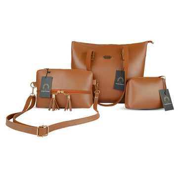 Vegan Leather 3-Piece Handbag Set